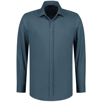 Stretch Poly-Cotton Mix Poplin Shirt LS Heren